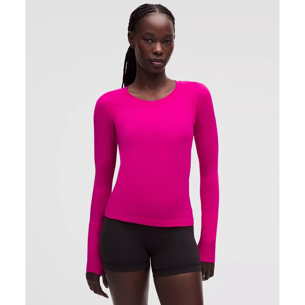 405-Lululemon-Swiftly Tech Long-Sleeve Shirt 2.0 *Waist Length-Pink Flare